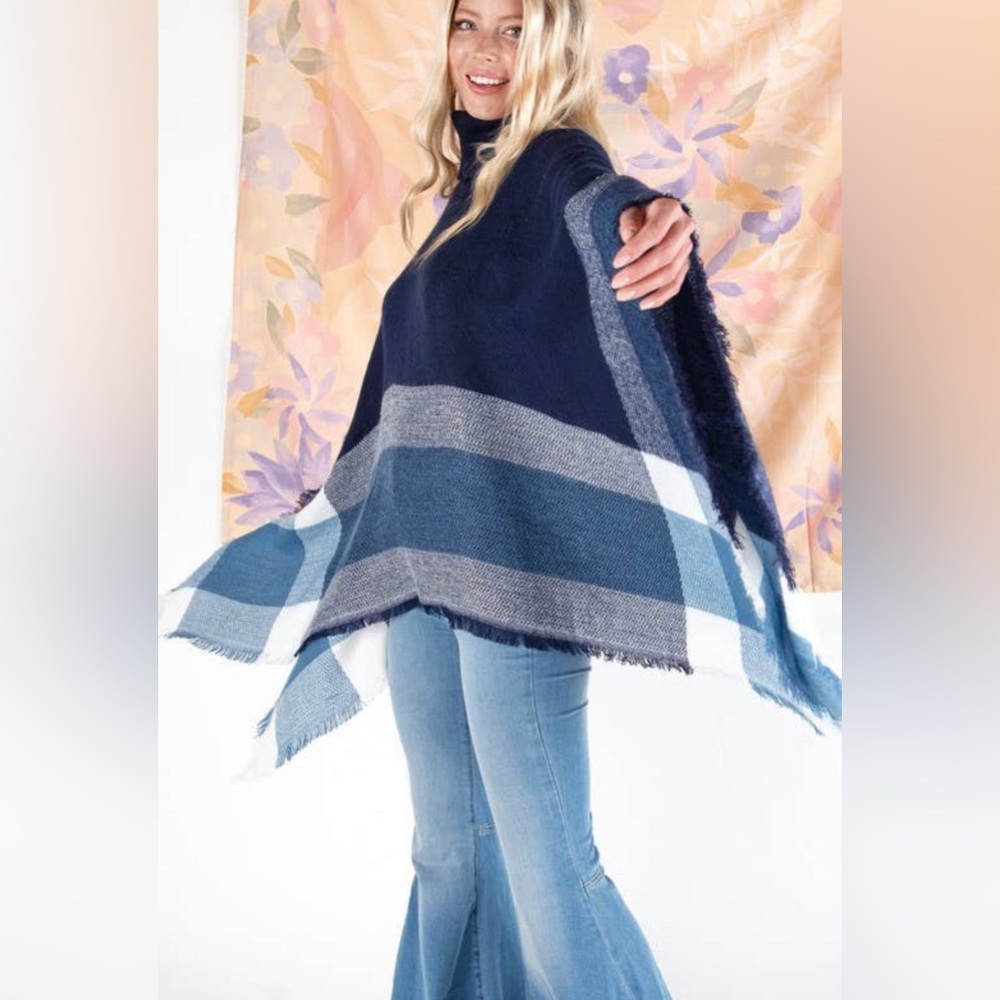 NWT! Turtleneck Poncho Azul - Picture 7 of 8